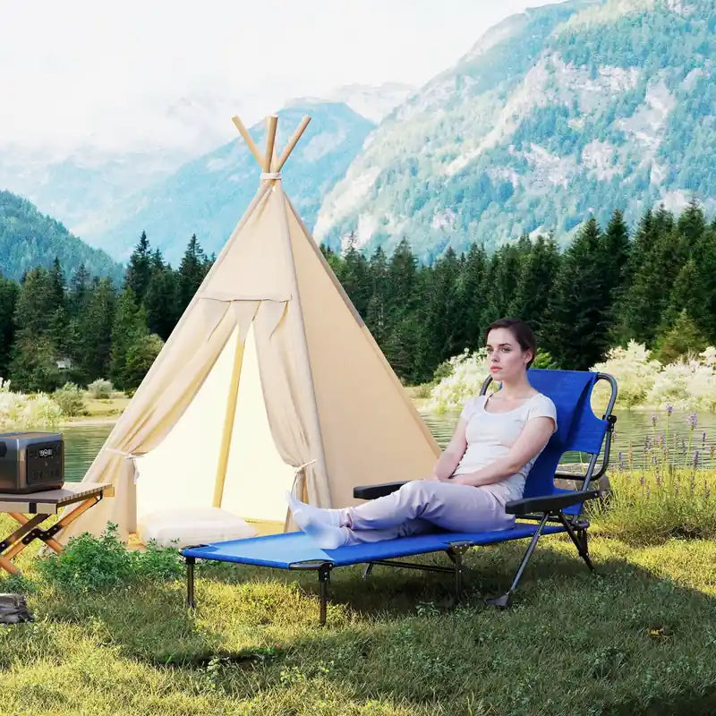 Folding Lounge Chair W/ Reclining Back, Tanning Chair
