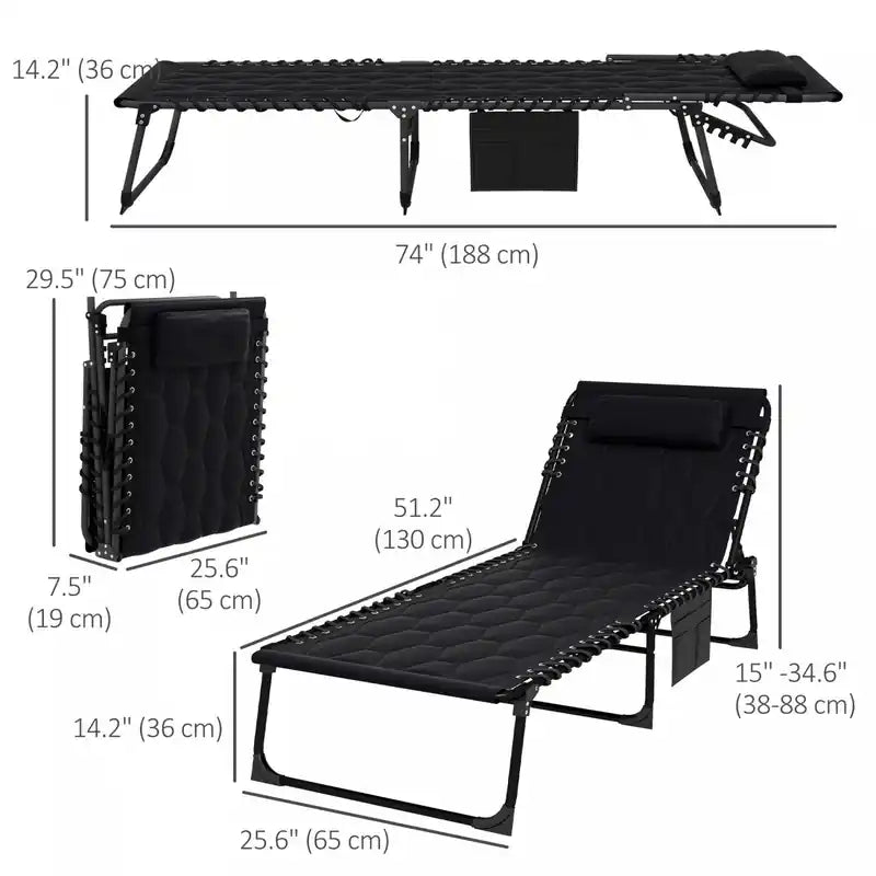 Outsunny Folding Chaise Lounge, Padded Reclining Tanning Chair
