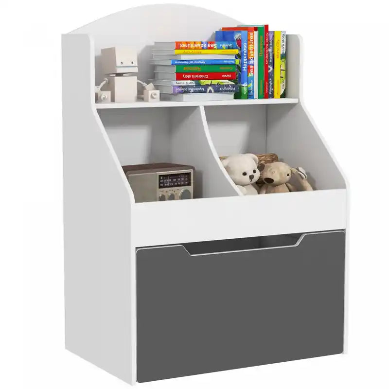 Qaba Kids Bookshelf, 3 Tier Bookcase, Toy Storage Organizer With Drawer, 2 Storage Compartment, For Nursery, Playroom, Bedroom, Classroom