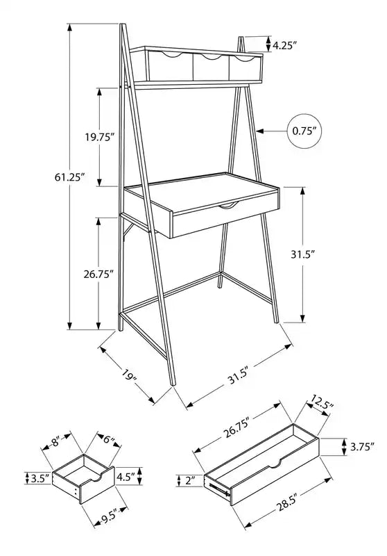 31.5 Compact Office Desk with 4-Drawers