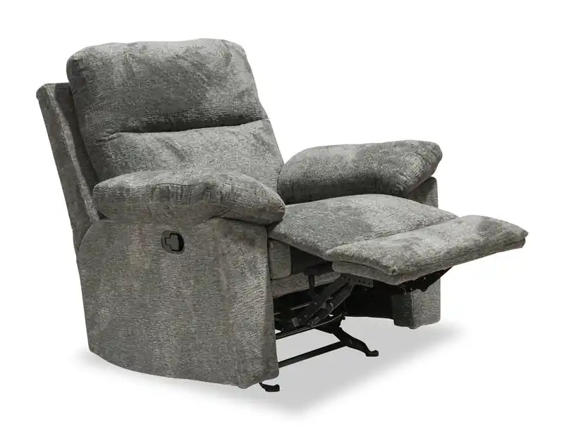 Made in Canada 40 Chenille Fabric Glider Reclining Chair - Pewter Grey