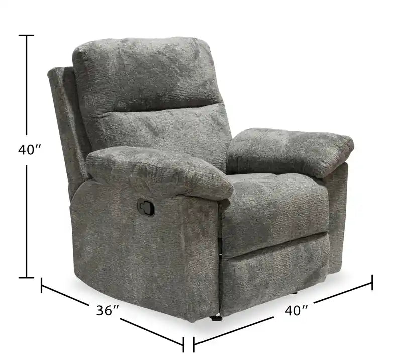 Made in Canada 40 Chenille Fabric Glider Reclining Chair - Pewter Grey