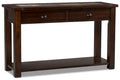 Roanoke 50 Rustic Sofa Table with Storage and Shelf - Dark Cherry Wood and Slate Inlay