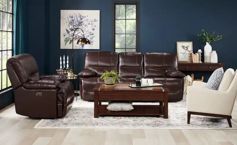 Roanoke 50 Rustic Sofa Table with Storage and Shelf - Dark Cherry Wood and Slate Inlay