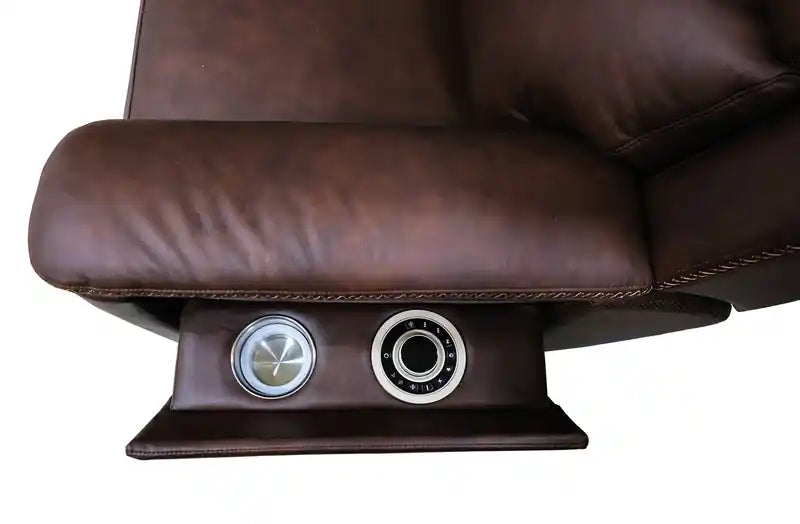 40 Genuine Leather Massage Power Reclining Chair with Immersive Audio and Power Headrests