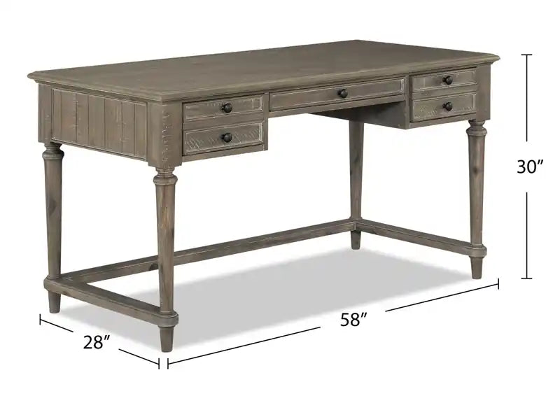 Winston 58 Writing Office Desk with 3-Drawers - Light Brown Driftwood