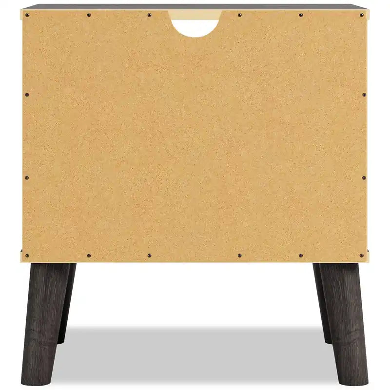 Bedside 1-Drawer Nightstand, 23.7W x 21.9H, Modern Mid-Century - Two-tone Brown & Natural